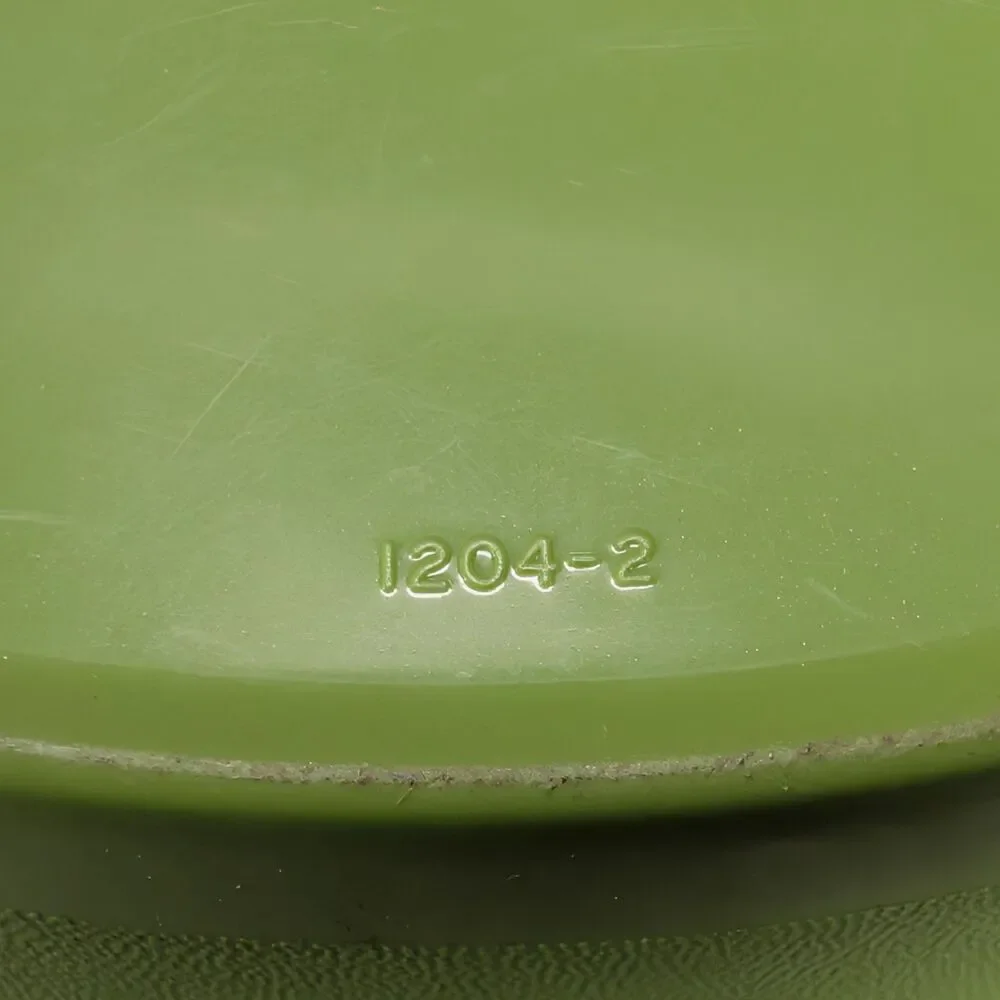 Vintage Tupperware Servalier Green Bowl 1204 White Scroll Graphic Starburst Lid